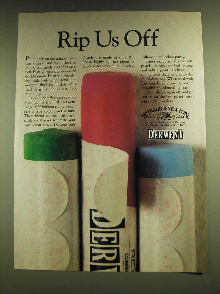 1990 Winsor & Newton Derwent Soft Pastels Ad - Rip us off