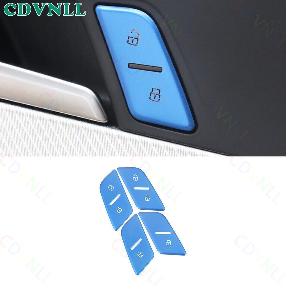 For Audi A4 A5 S4 S5 2017-24 Blue Aluminum Inner Door Lock Memory Button Sticker