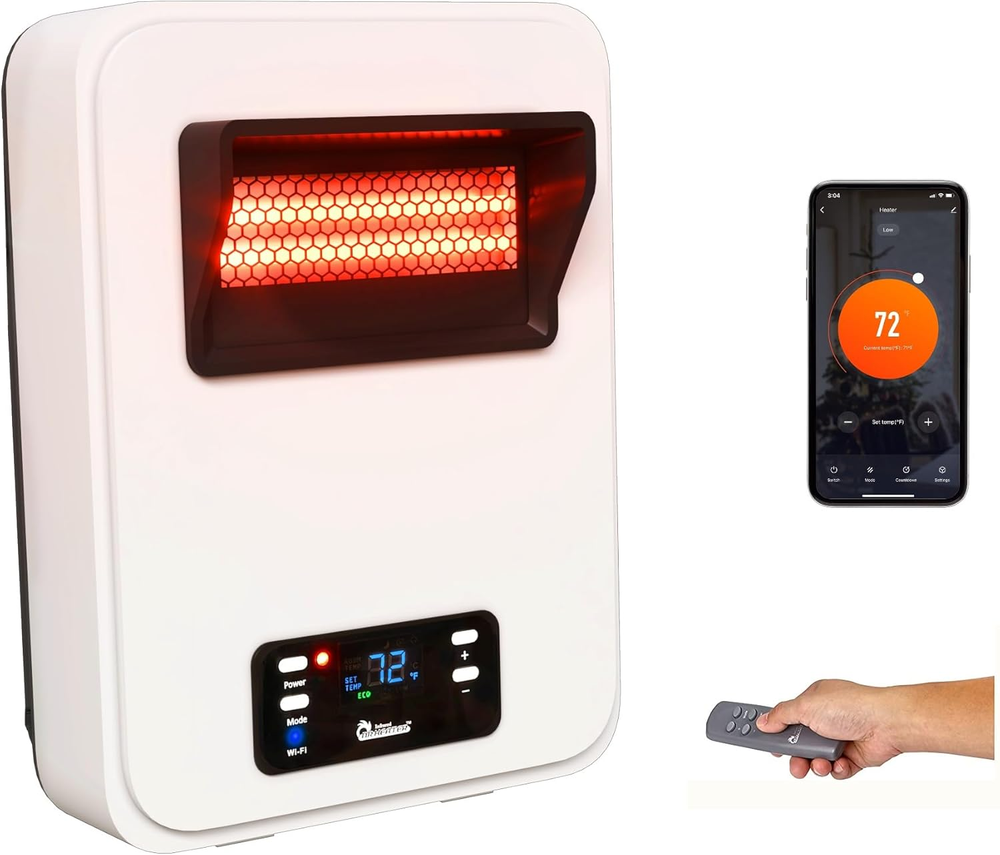 Ecoheat Wall Hung or Wall Mounted Electric Space Heater, Dual System with Infrar