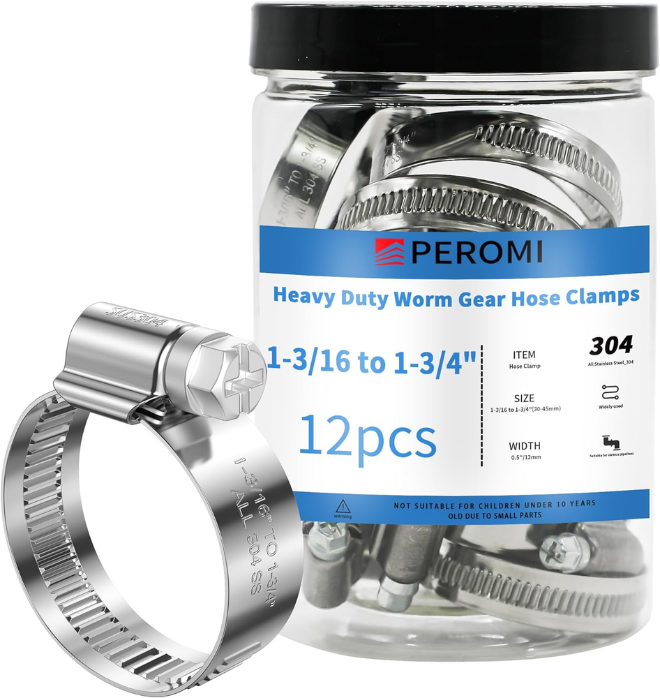 12PCS Heavy Duty Hose Clamps Stainless Steel 304,1-3/16
