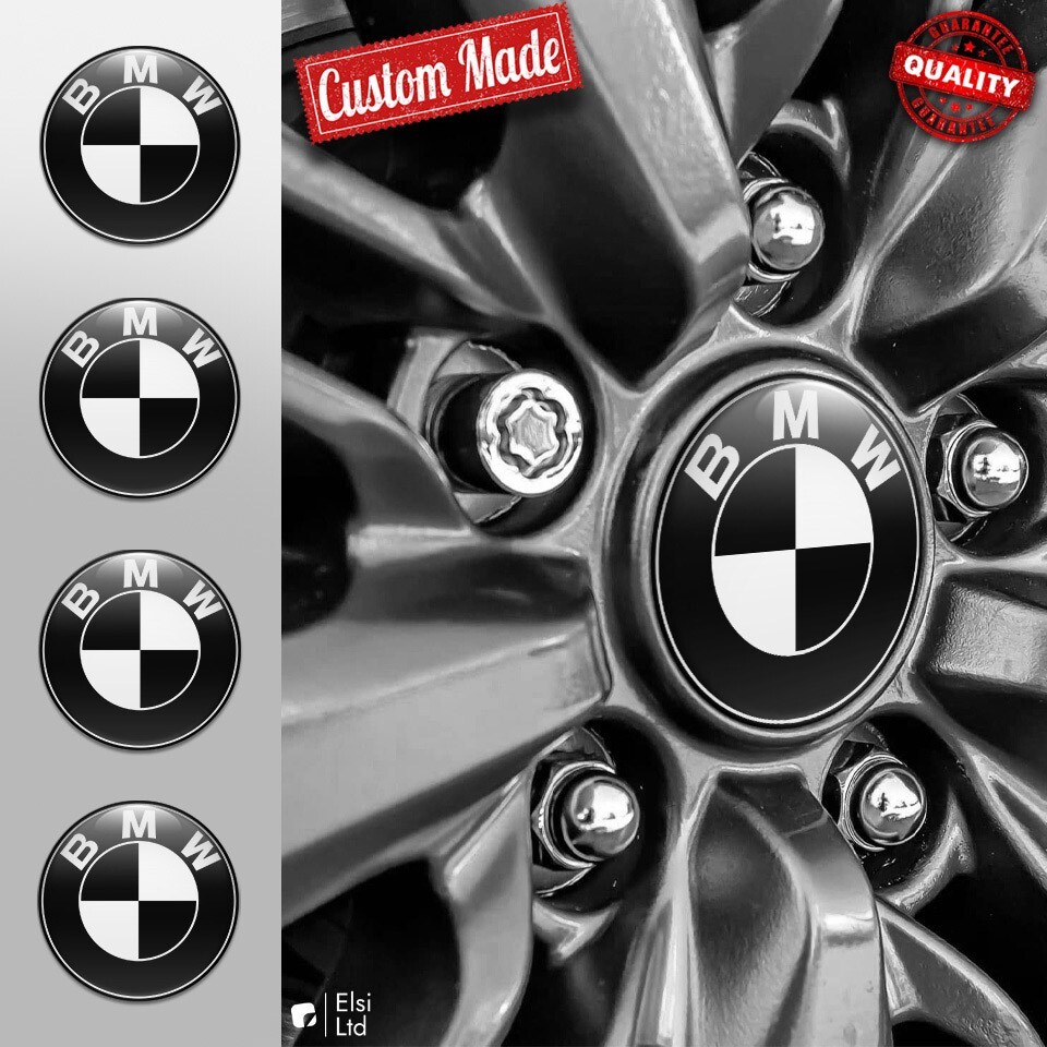 BMW Wheel Cap Decals 4-Piece Set Custom Rim Emblem Stickers