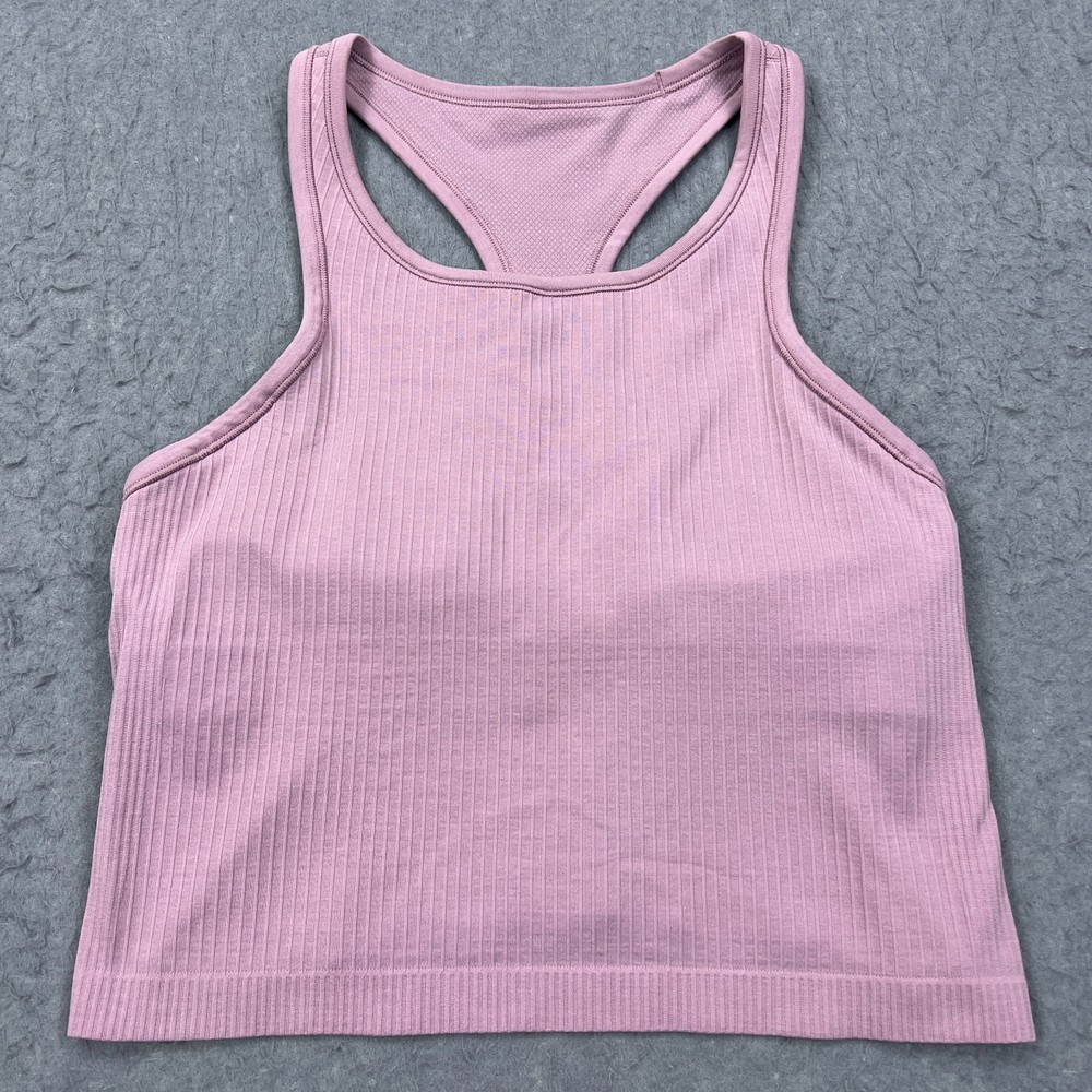 Lululemon Ebb to Street Cropped Racerback Tank Top Women's 12 Pink Bra* W1CJUS