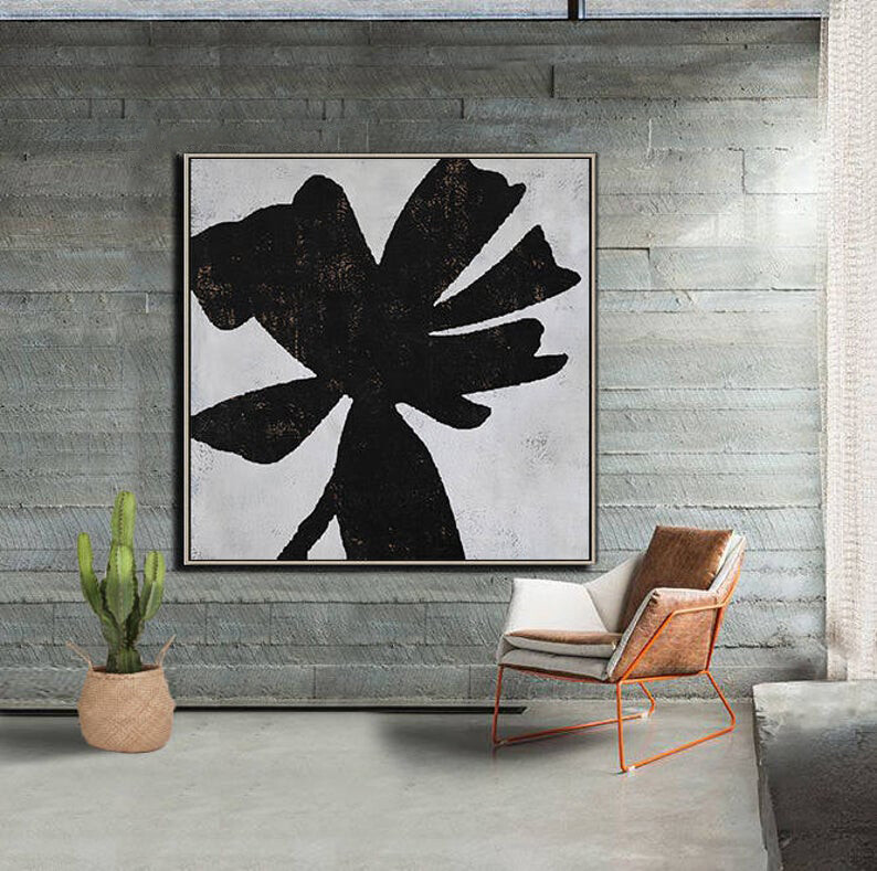 Pintura abstracta grande arte negro arte blanco pintura de pared pintura contemporánea