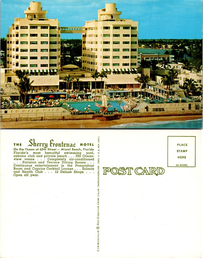 The Sherry Frontenac Hotel Miami Beach Florida Postcard
