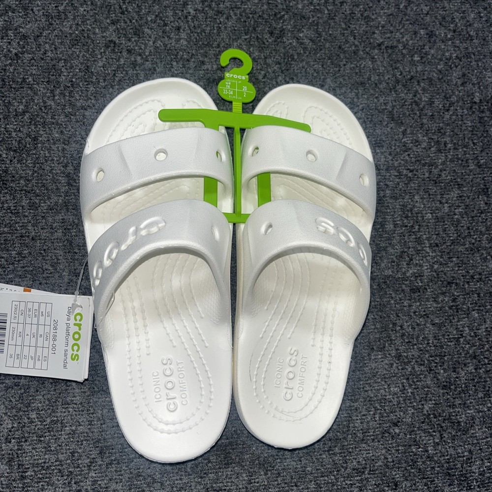 Crocs Unisex Baya White Slide Sandals Shoes Womens Size 4