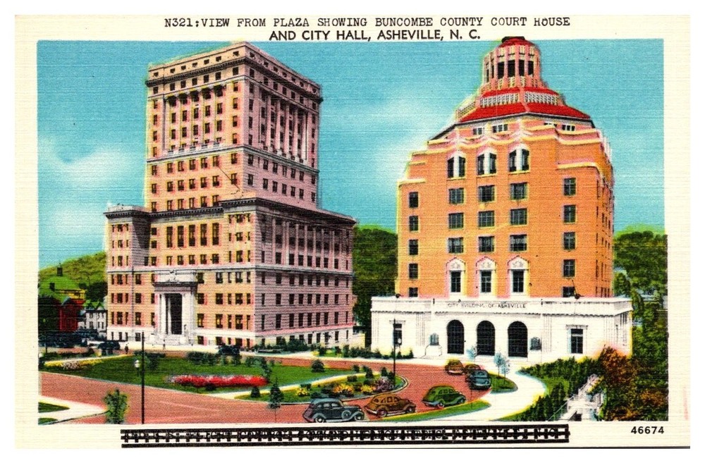 1940s Buncombe County Courthouse Asheville North Carolina Vintage Postcard