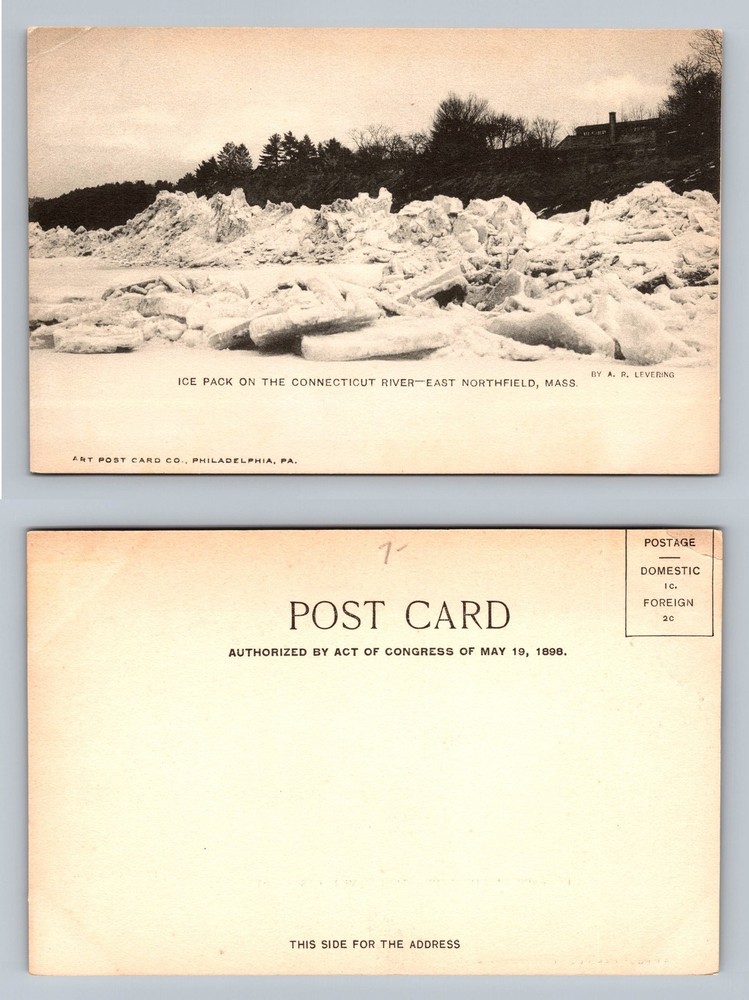 East Northfield, MA-Massachusetts, Ice Pack Connecticut River Vintage Postcard
