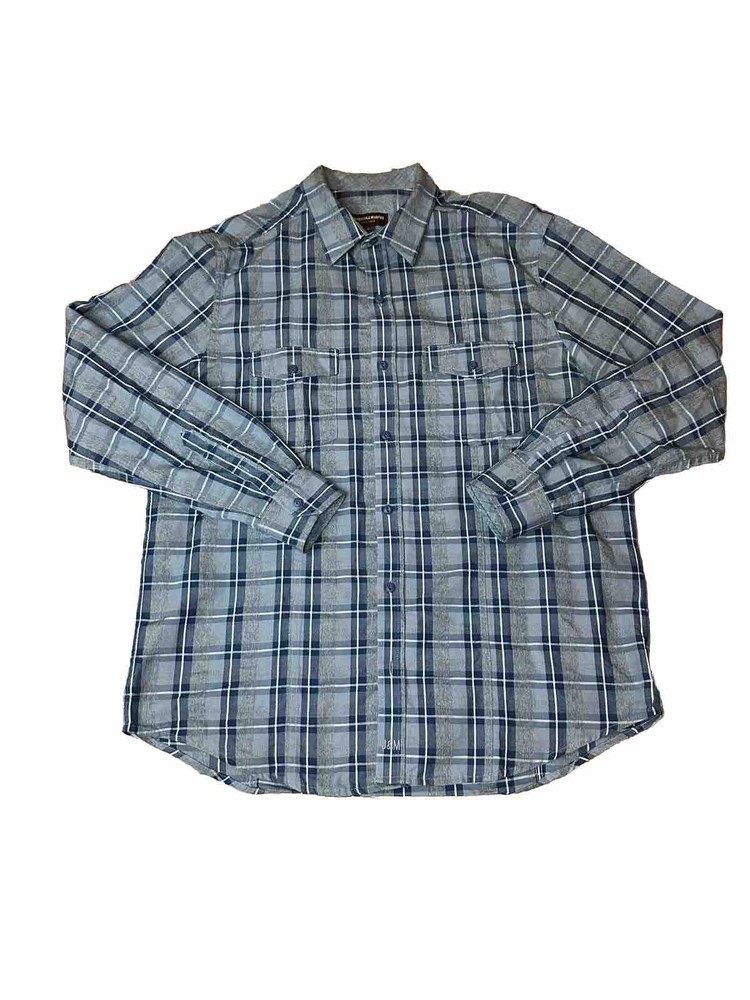 Johnston & Murphy Size Large Mens Plaid Button Shirt Long Sleeve Cotton