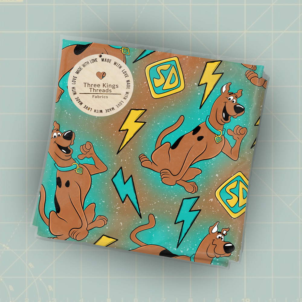 Scooby Doo Blue Brown Dog DBP 1 Yard Fabric Seamless Design Approx 59x36