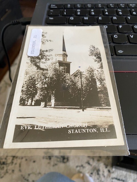 STAUNTON IL ILLINOIS Postcard RPPC Evangelical Lutheran Church ca 1940's