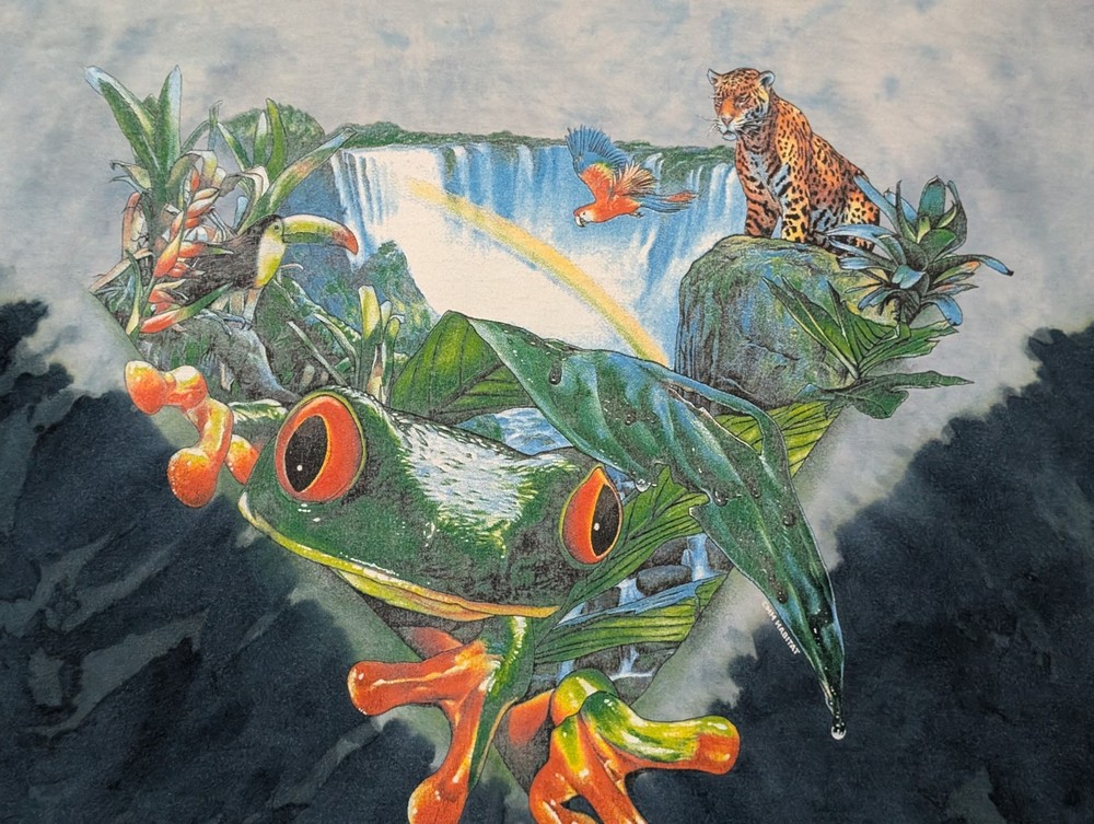 Rainforest Cafe By The Mountain Men's T-shirt Tie-Dye Tropical Waterfall #6371