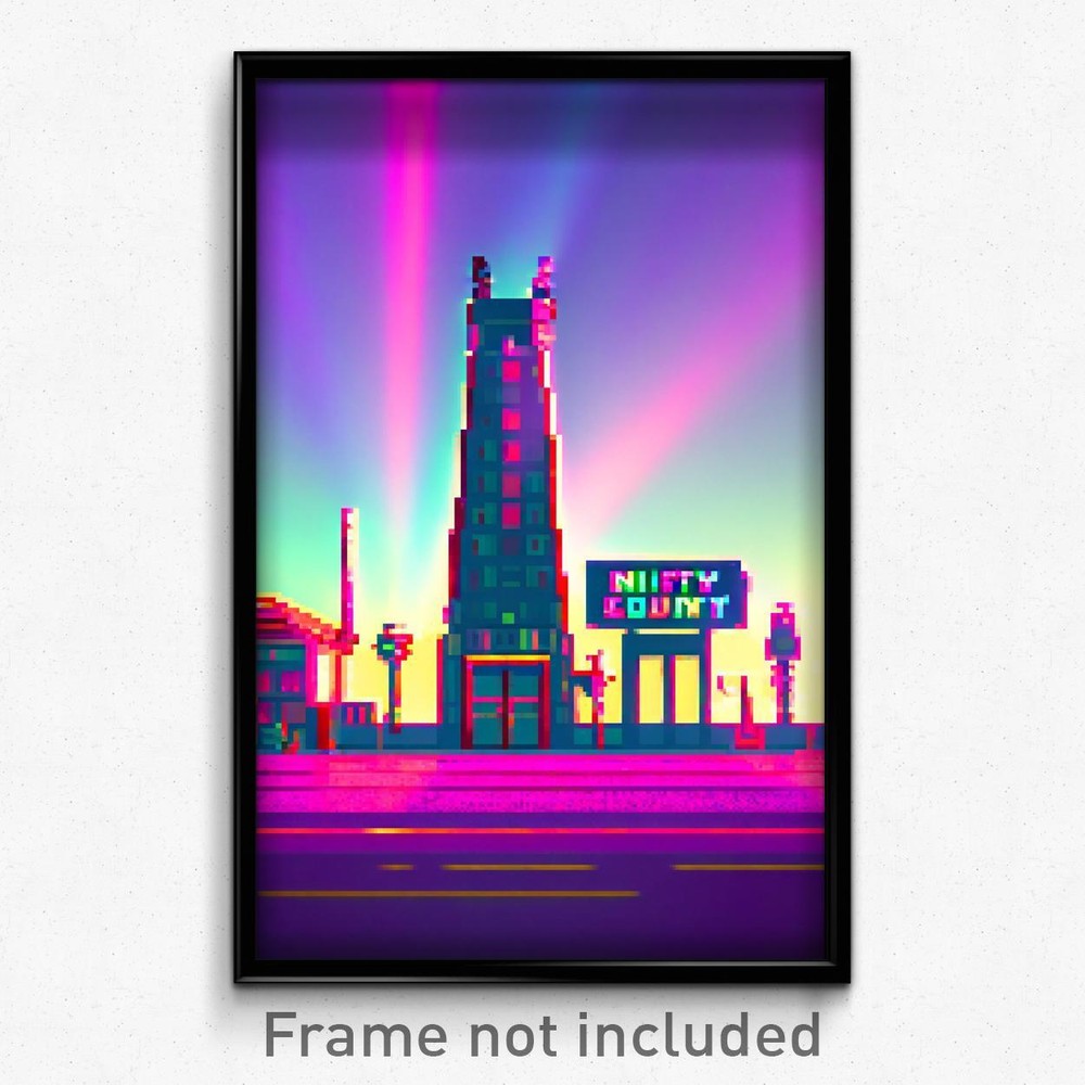 Pixel Art Poster - Nifty County (8 Bit Psychedelic Trippy Video Game Print)