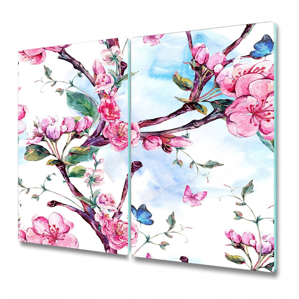 Glass Chopping Board Flowers of apricot tree Branches Colourful flowers 2x30x52