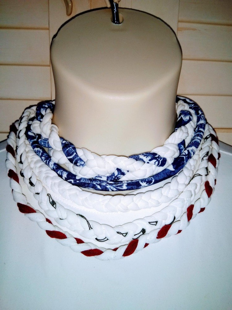T-Shirt Yarn Infinity Scarf Necklace – Unique Handmade Gift R044