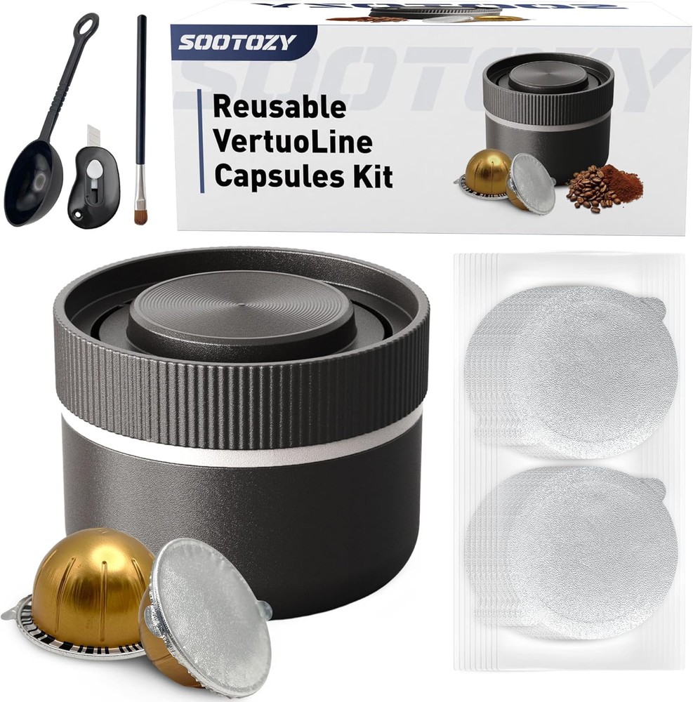 Nespresso Vertuo Reusable Pods Kit with Holder, Lids & Scoop
