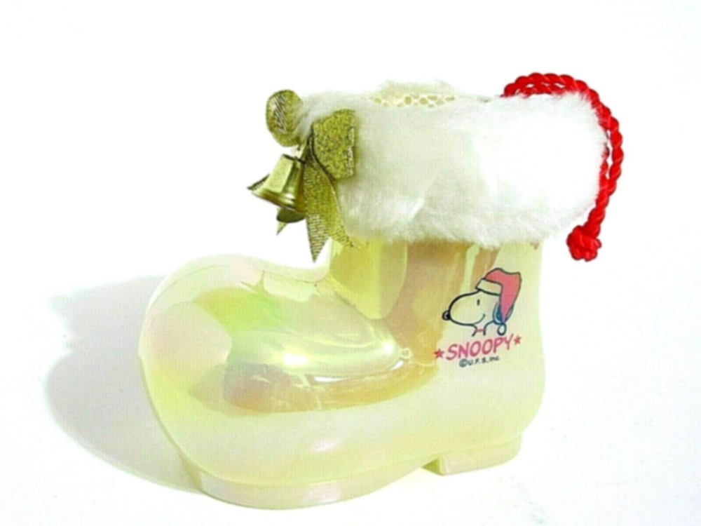 Peanuts Charlie Brown Snoopy Santa Boot Christmas Ornament Candy Holder