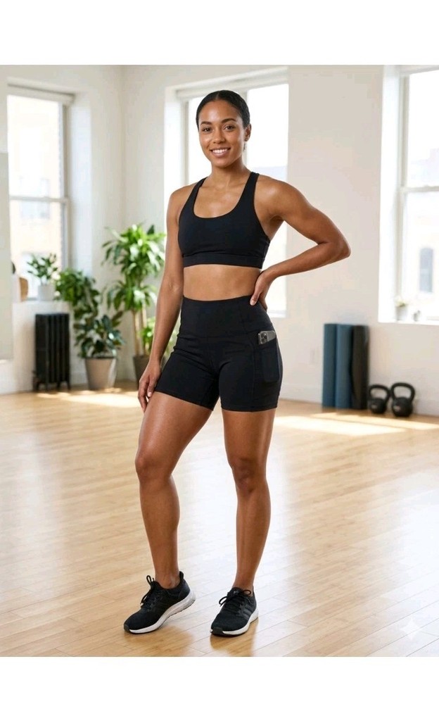 BALEAF Women's Black Athletic Activewear Shorts Pull On Pockets Stretch 4