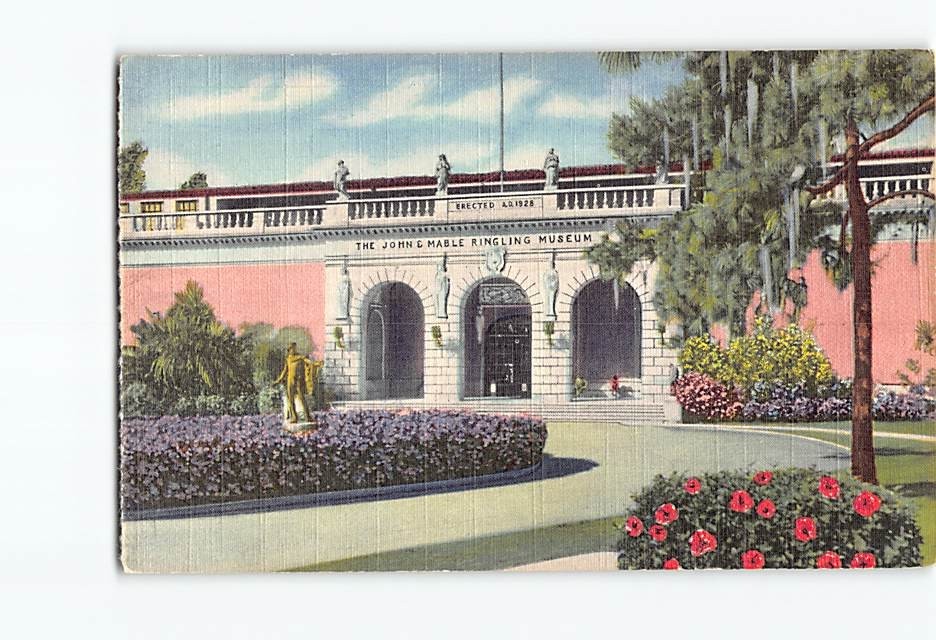 Postcard Entrance to John and Mable Ringling Art Museum Sarasota Florida