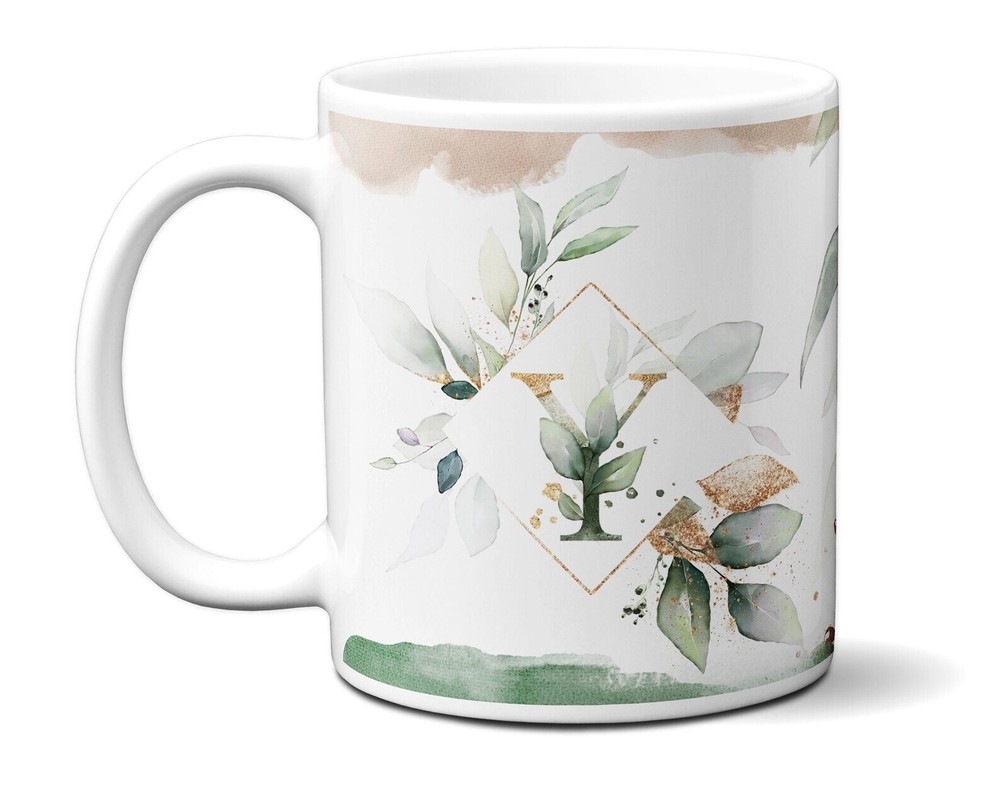 Personalize With Name And Monogram Coffee Mug Elegant Floral Letter Initial Cust