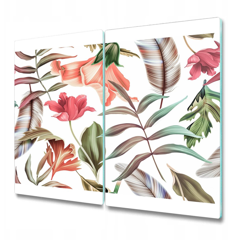 Glass Cutting Board Colourful Plants and leaves abstract painting 2x30x52