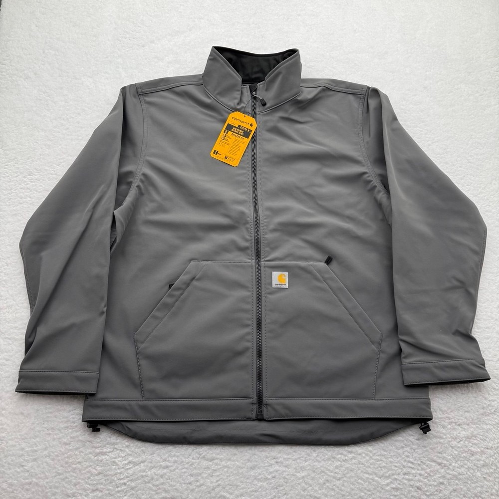 Carhartt Men's XL Grey Rain Defender Softshell Jacket with Full Zip and Pockets