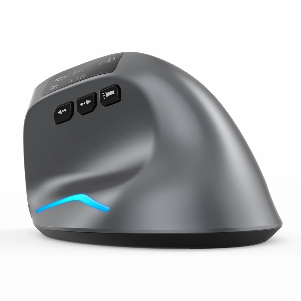 Rechargeable Dual-Mode Wireless Mouse with Silent 2.4GHz and Bluetooth Connectivity in Sleek Gray Design