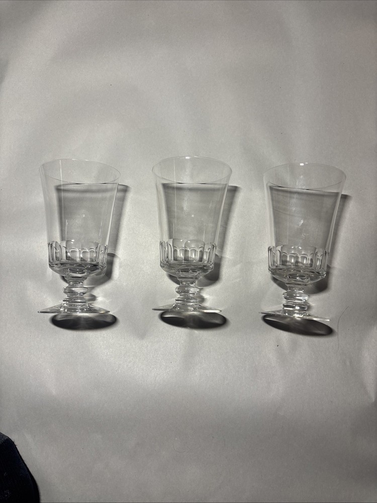 Lot Of 3 Vintage Crystal Glass Water, Wine Goblet 6” Tall