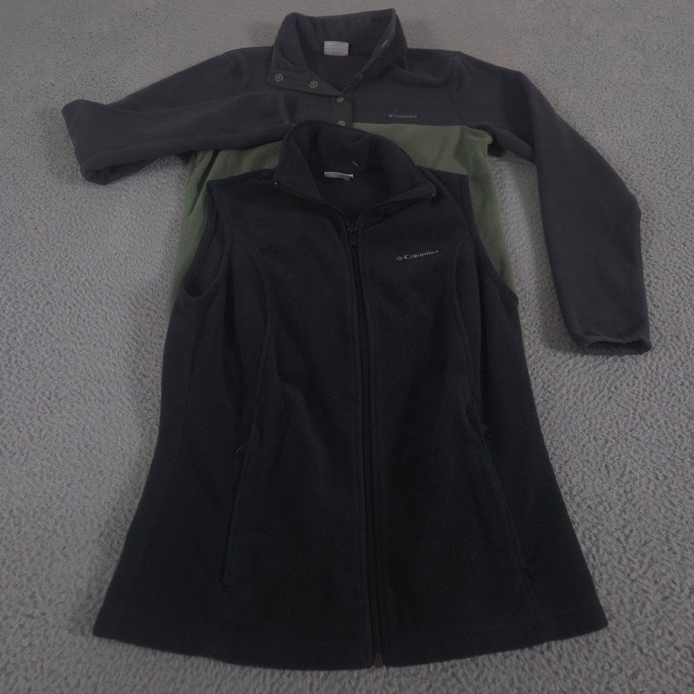 LOT OF 2 Columbia Pullover Vest Womens S Blue Green Benton Springs Foster Creek