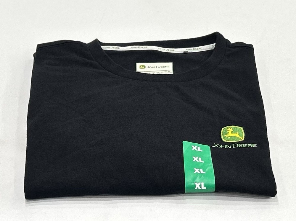 John Deere Men's Short Sleeve Crew Neck Cotton Logo T-Shirt, Black, Size XL