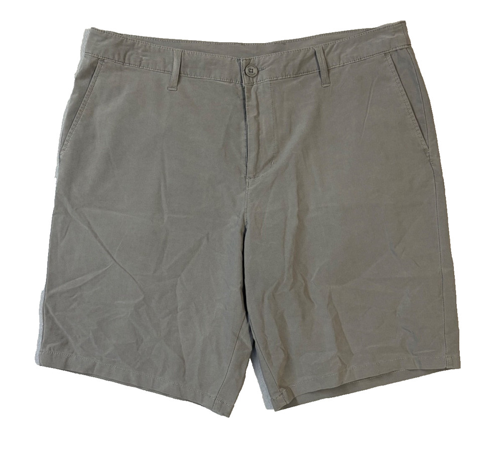 Swiss Tech Mens Chino Shorts Grey Size 38 Cotton Stretch Flat Front