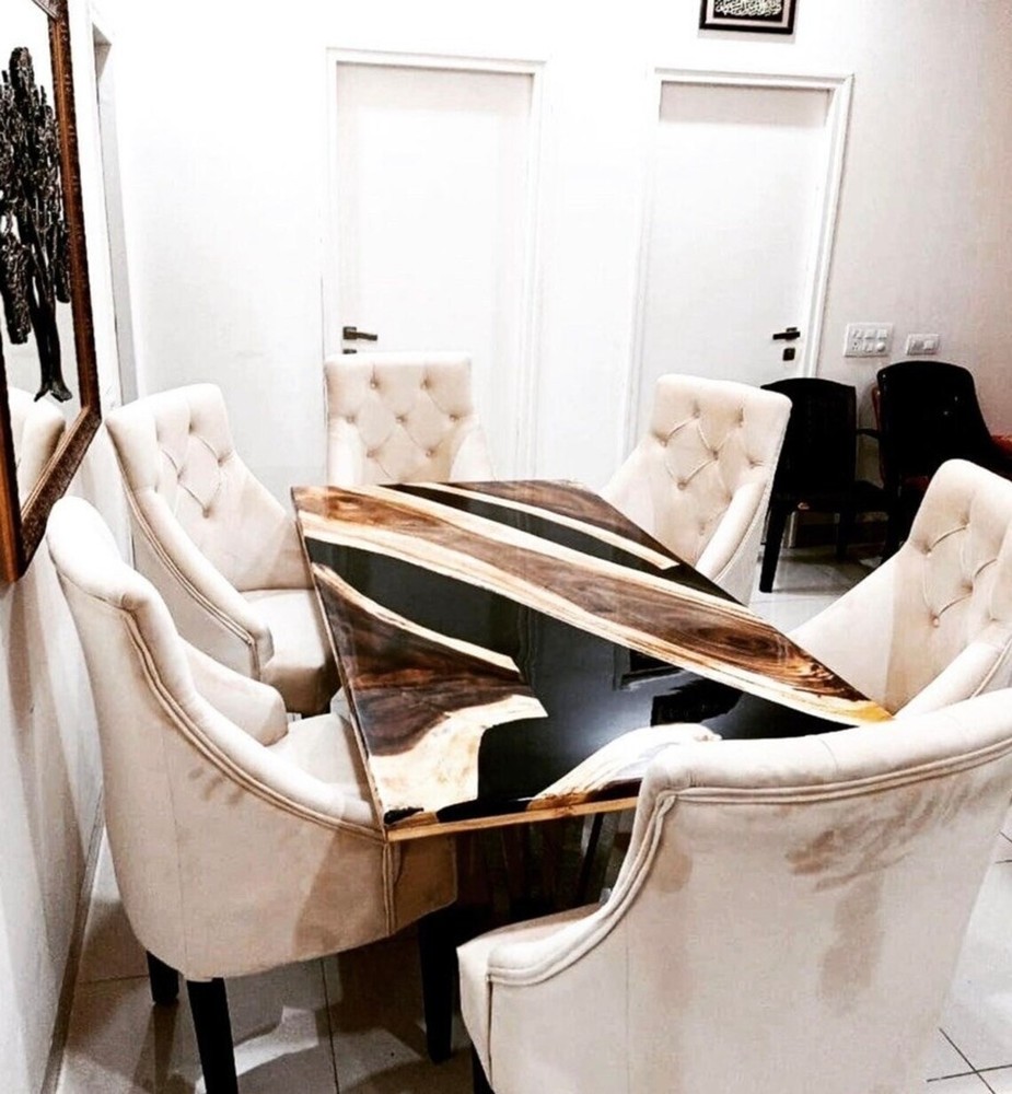 Black Epoxy Table Top handmade Wooden Furniture For Home Decor Art