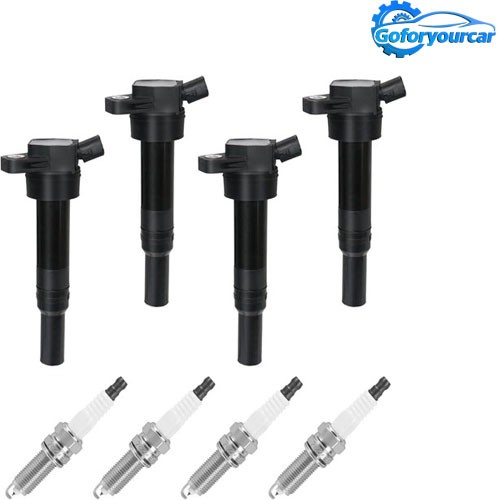 4 Pack Ignition Coils and Spark Plugs For Hyundai Kia Elantra Tucson Forte UF651