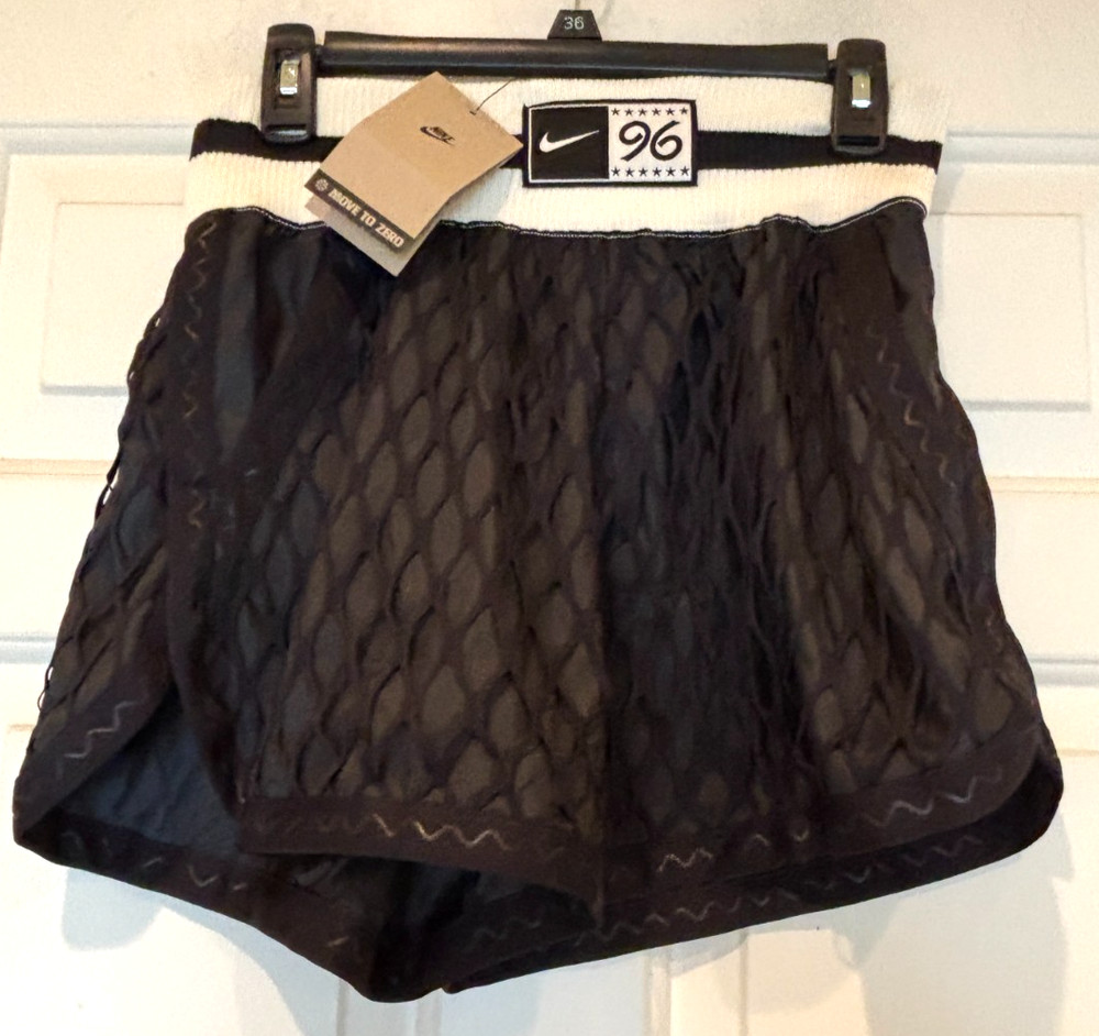 Nike Shorts Black Netted High Waist Size Womens S Loose Fit NWT