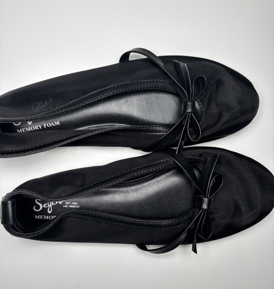 Women’s Black Mesh Seychelles Ballet Flats Shoes Size 7 Memory Foam