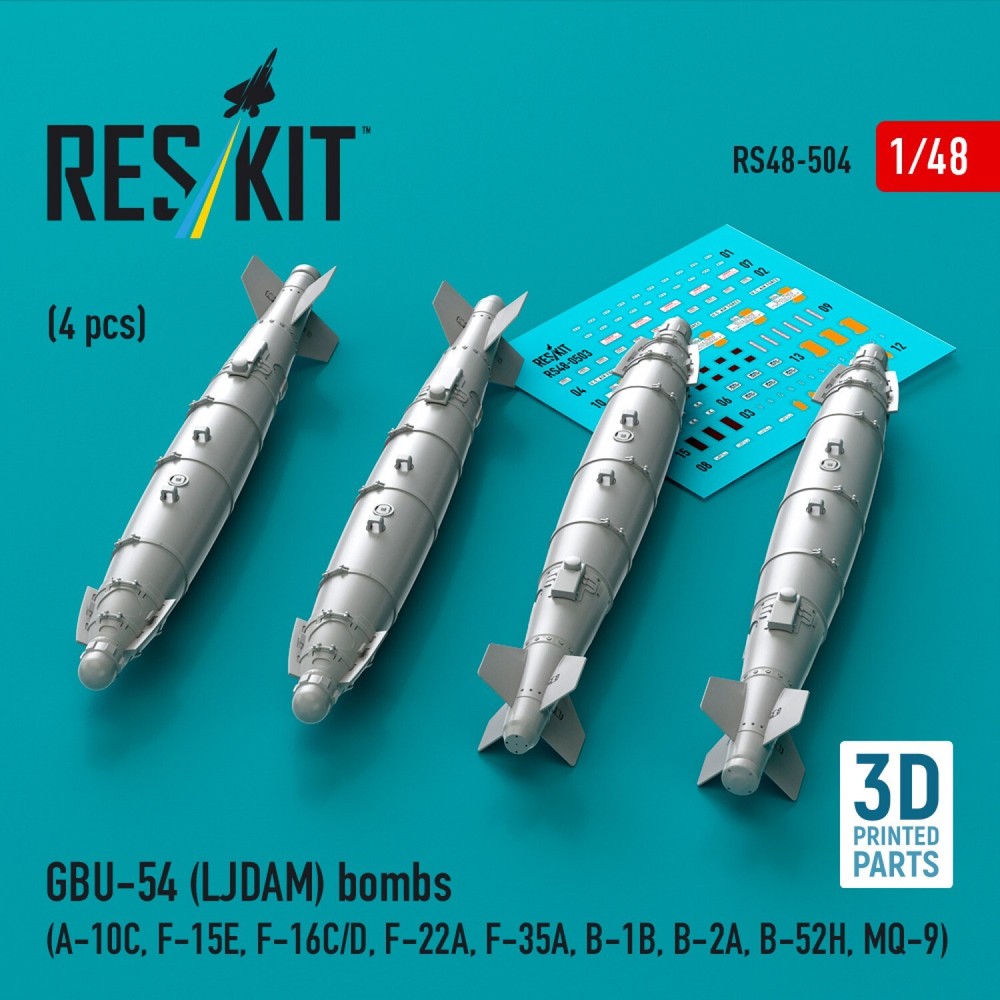 GBU-54 (LJDAM) bombs (4 pcs) Scale 1:48 ResKit RS48-0504 for Model Aircraft Kits