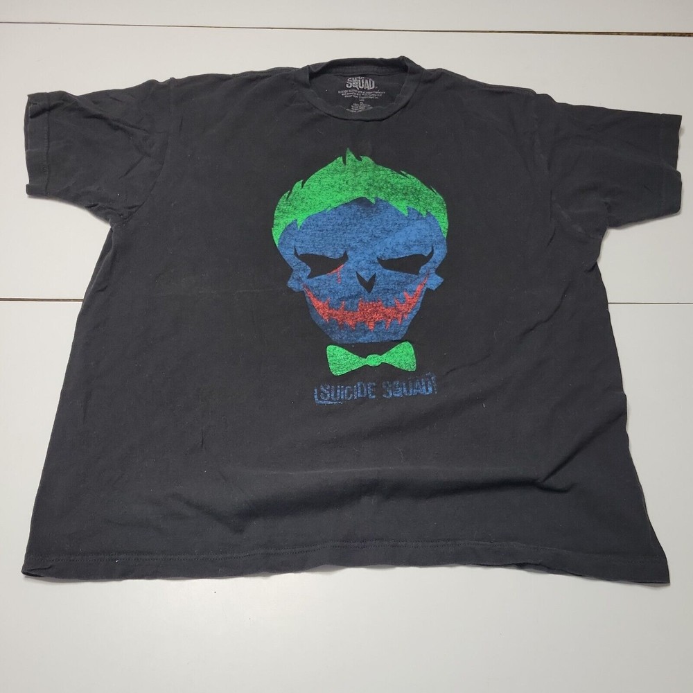 Suicide Squad Mens XL Graphic T-Shirt Black Crew Neck Short Sleeve Horror Face