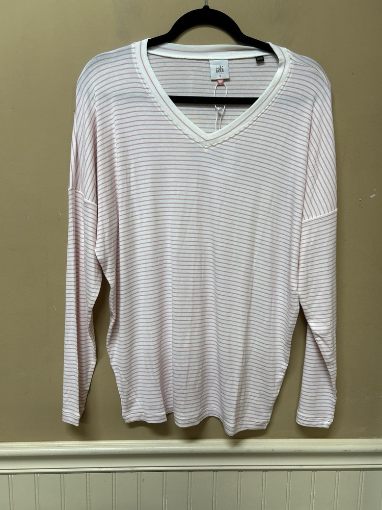 NWT! Cotton Candy Stripe CABI SERENITY TEE L/S SHIRT #6331 Small