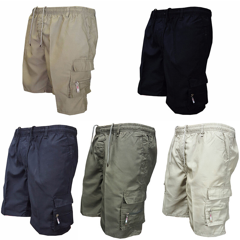 Men Drawstring Cargo Shorts Pocket Short Pants Outdoor Work Wear Sports Casual;