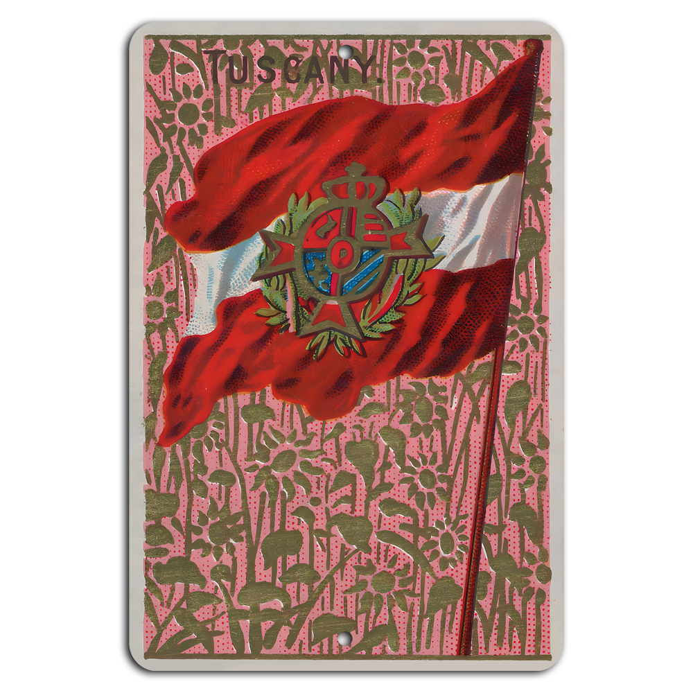 Vintage Tuscany Heritage Metal Wall Art Flag Sign  