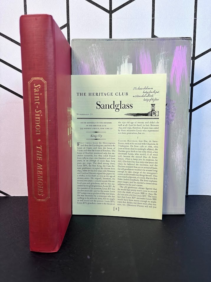 The Memoirs of Saint-Simon 1959 Heritage Press Hardcover Sandglass Painted Case