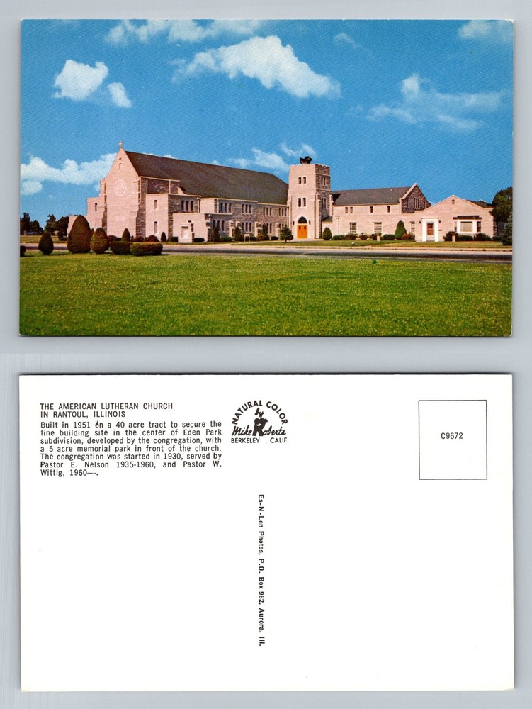 Rantoul, IL-Illinois, American Lutheran Church Eden Park Area Vintage Postcard