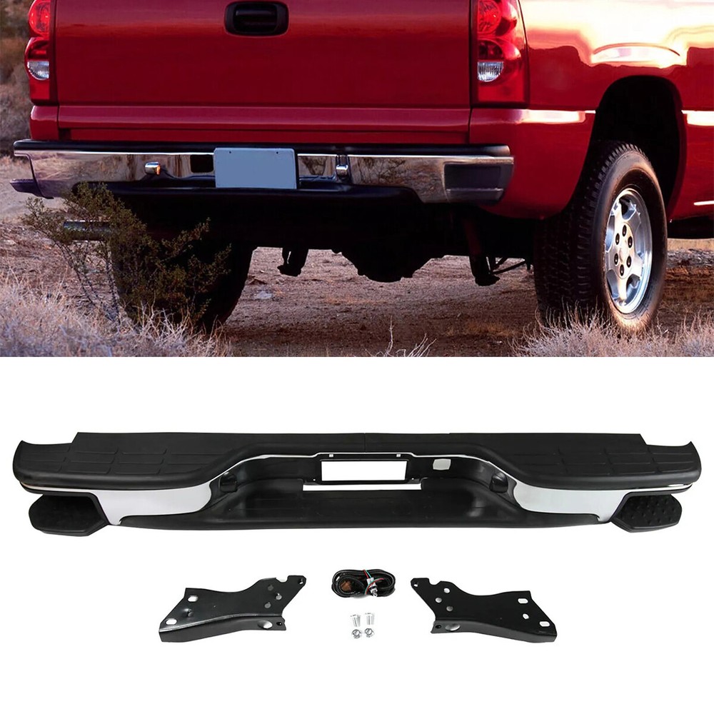 Rear Step Bumper with Side Pads For 1999-2007 Chevy Silverado GMC Sierra 1500