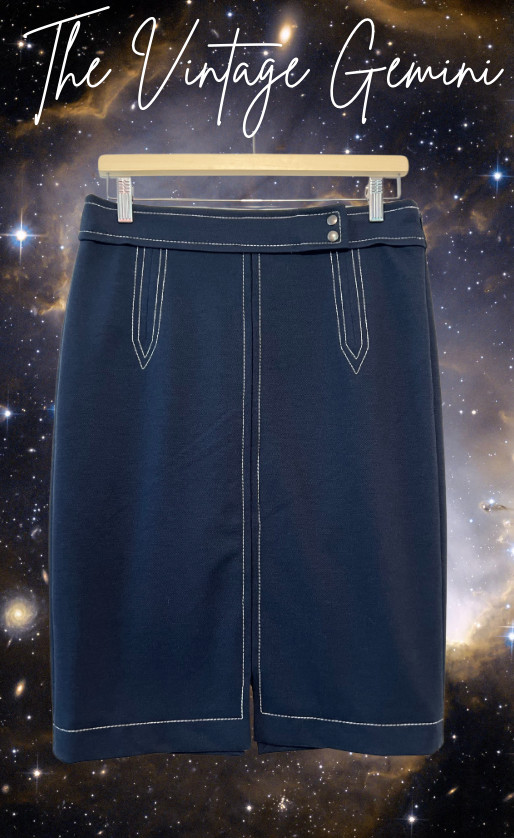 Banana Republic Navy Blue Pencil Skirt Women’s Size 6 Contrast Stitching