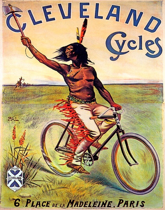 POSTER CLEVELAND CYCLES BICYCLE AMERICAN INDIAN BIKING VINTAGE REPRO FREE S/H