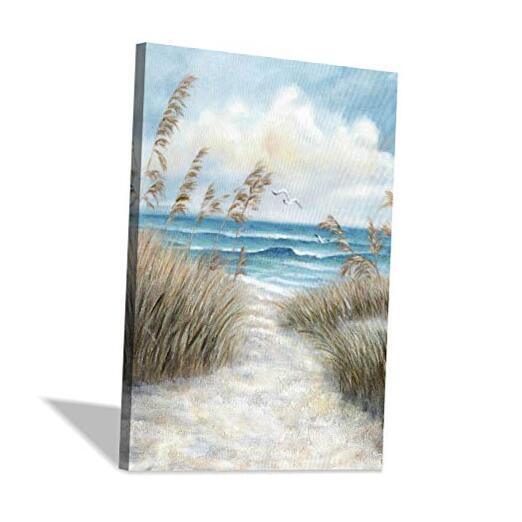 Abstract Beach Picture Wall Art: Sandy Path to Ocean with 45L