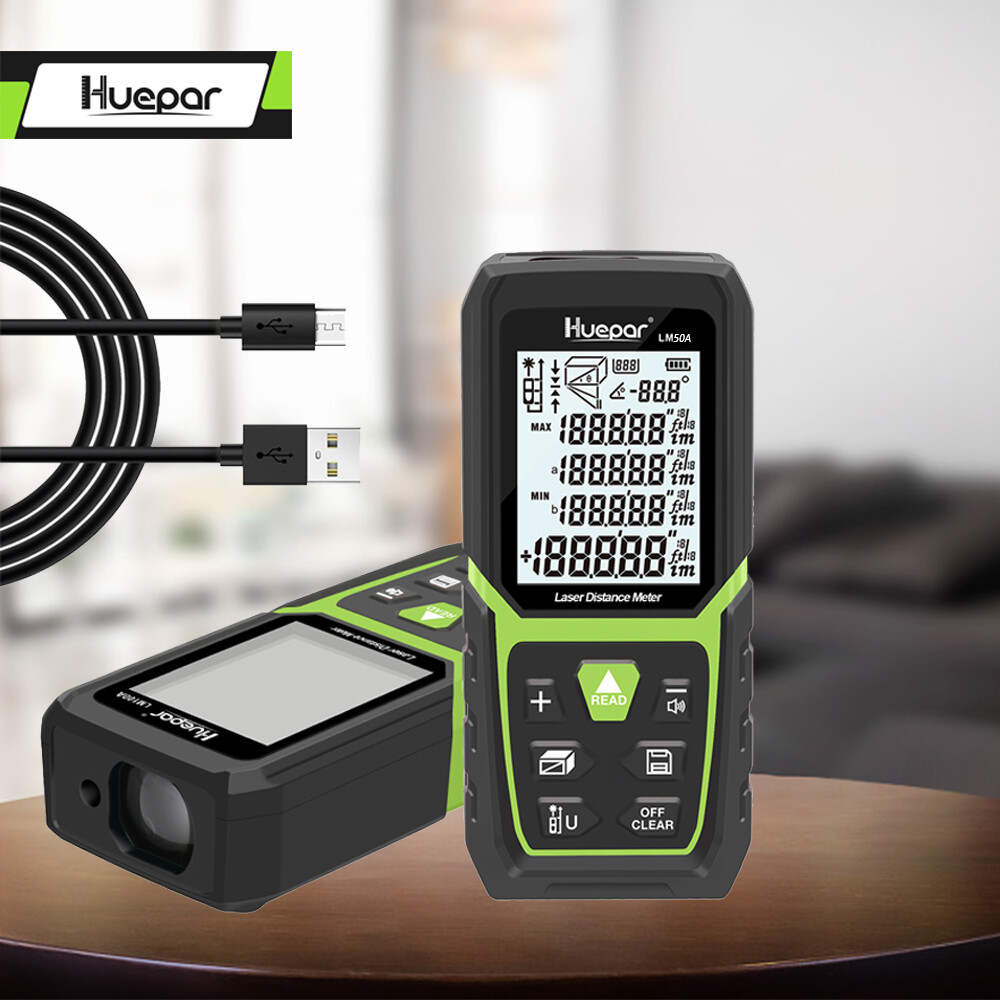Handheld Laser Distance Measure meter 165Ft/50M with Li-ion Battery Range Finder