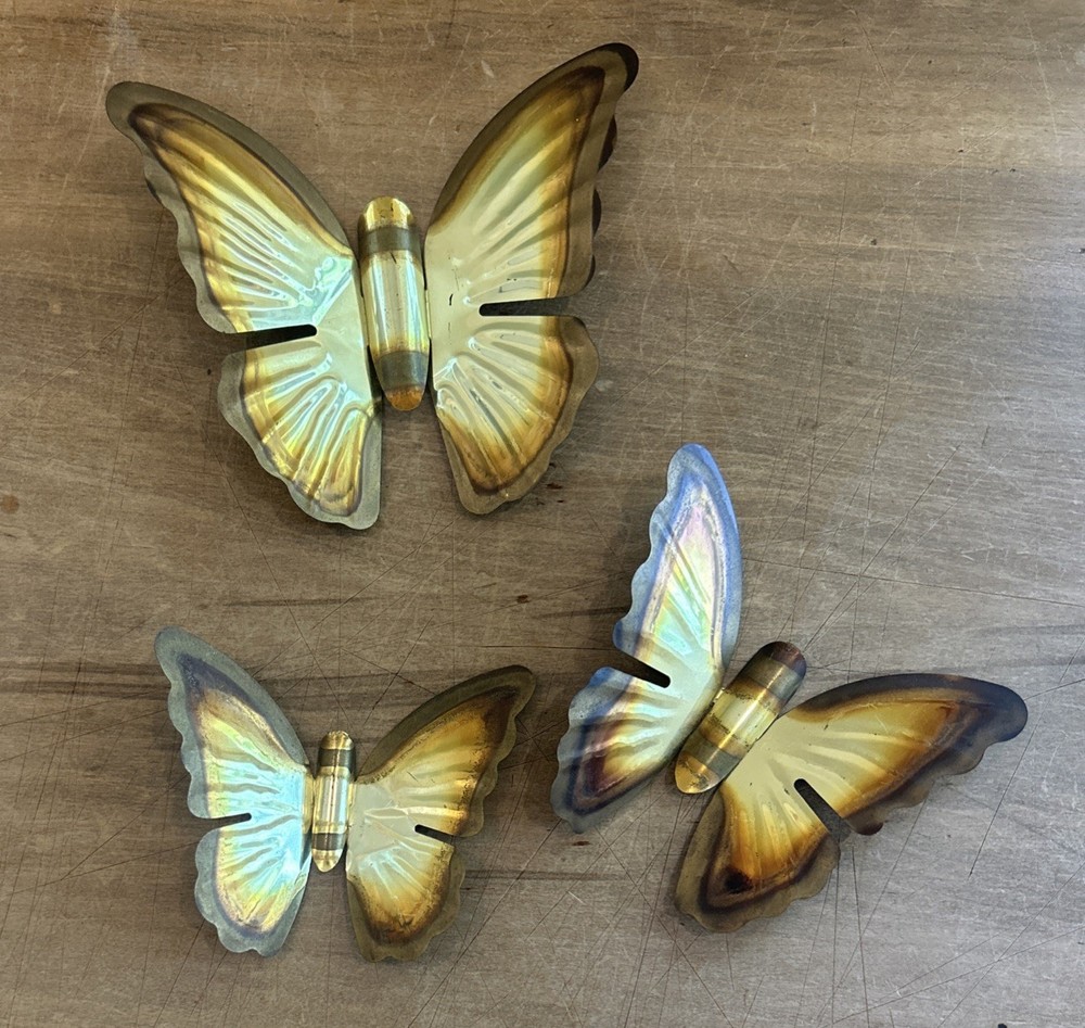Vintage Brass Butterfly Wall Décor Set of 3 — Mid Century Hollywood Regency Boho