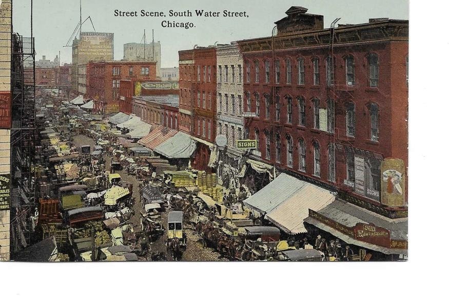 Vintage Postcard South Water Street Chicago, IL PM 1913 005013