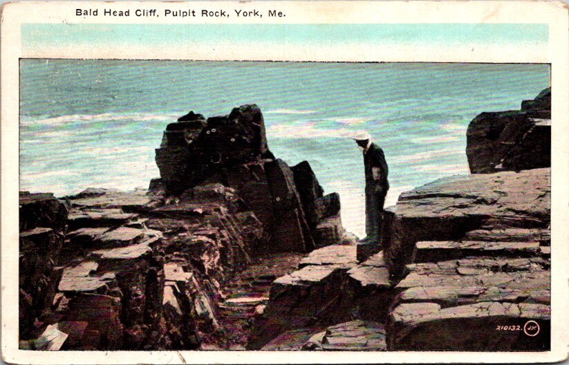 Vintage Postcard Bald Head Cliff Pulpit Rock York Maine ME 1922             S527