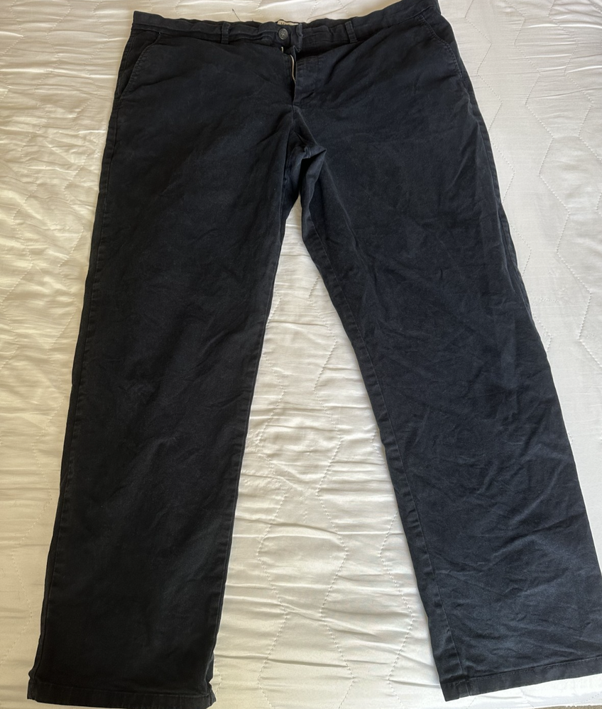 Marks & Spencer Mens Navy Blue  Cotton Chino Trousers W44 L33 - Loose fit